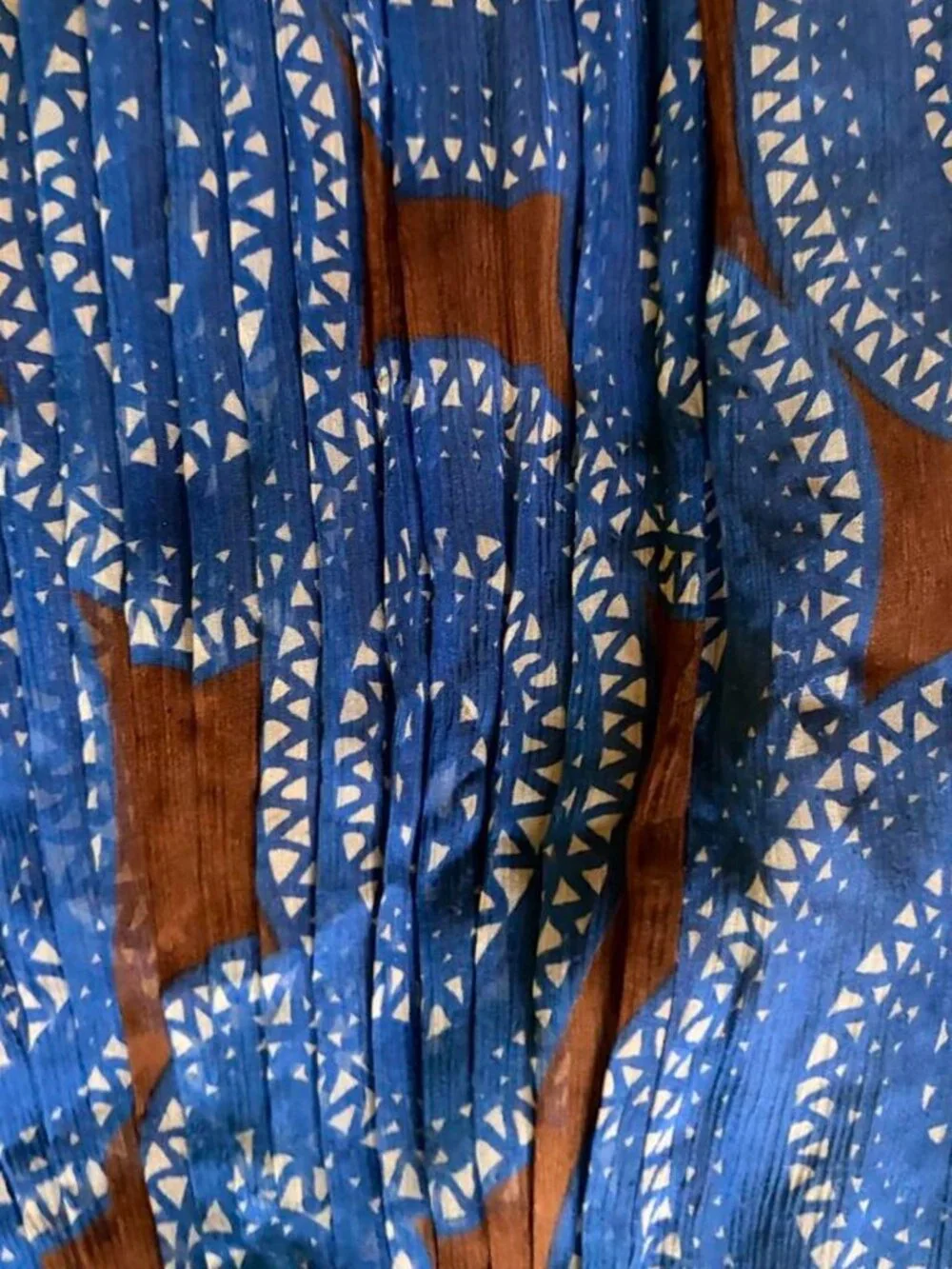 Tory Burch blue and brown circular patterned mini dress
